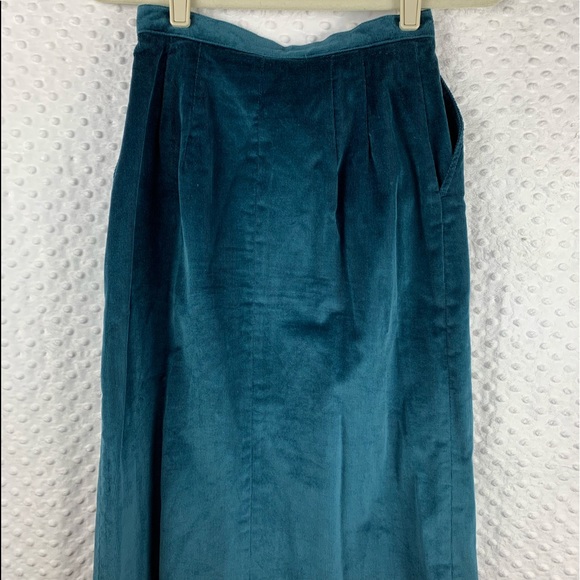 VINTAGE LORCH Midi Skirt Turquoise Corduroy High Waisted Style - Picture 3 of 8